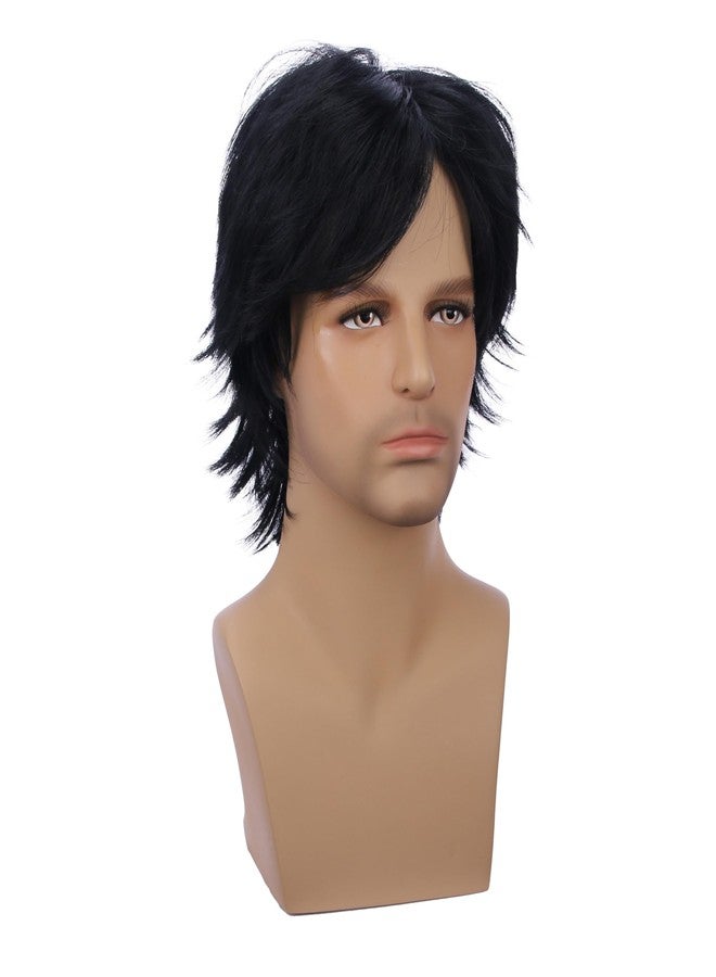 DUDUWIG Kids Black Wig Boys Short Black Straight Wig with Bangs Synthetic Wigs Cosplay Hair Wigs - Image 2